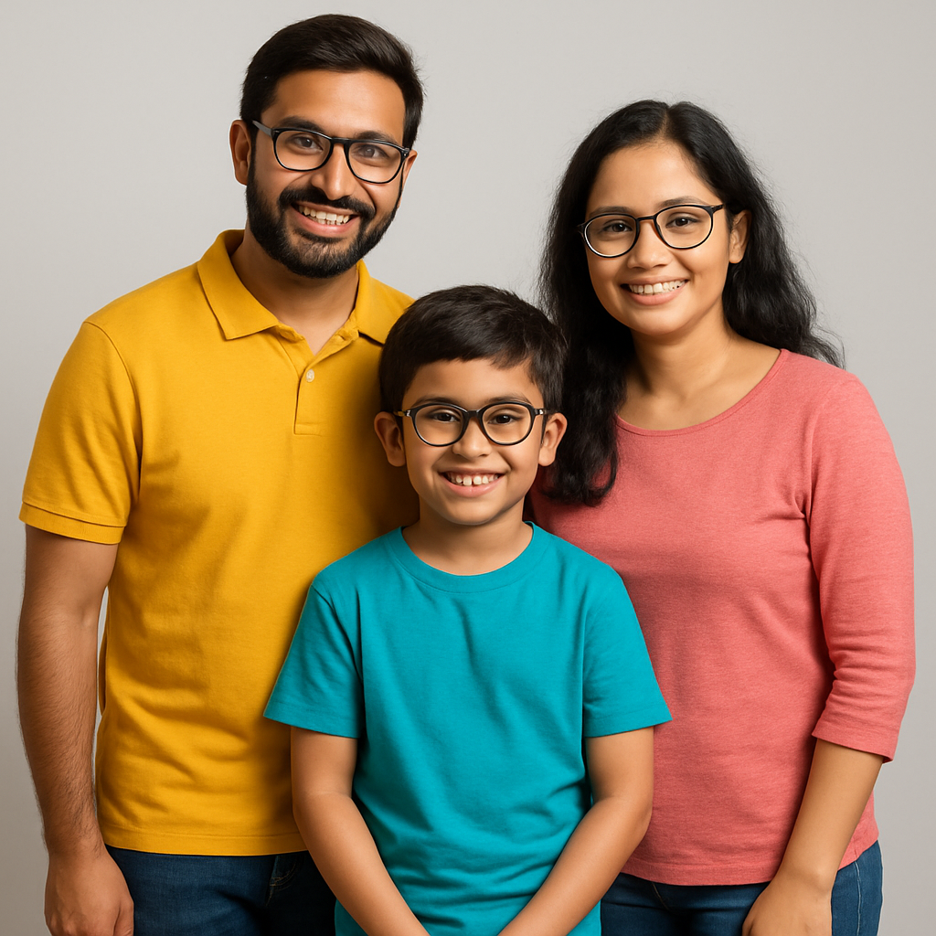 Family wearing glasses